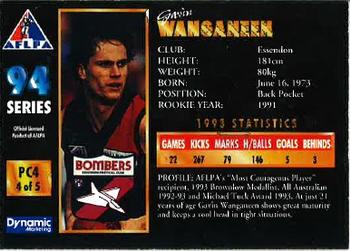 1994 Dynamic AFLPA - Players Choice #PC4 Gavin Wanganeen Back